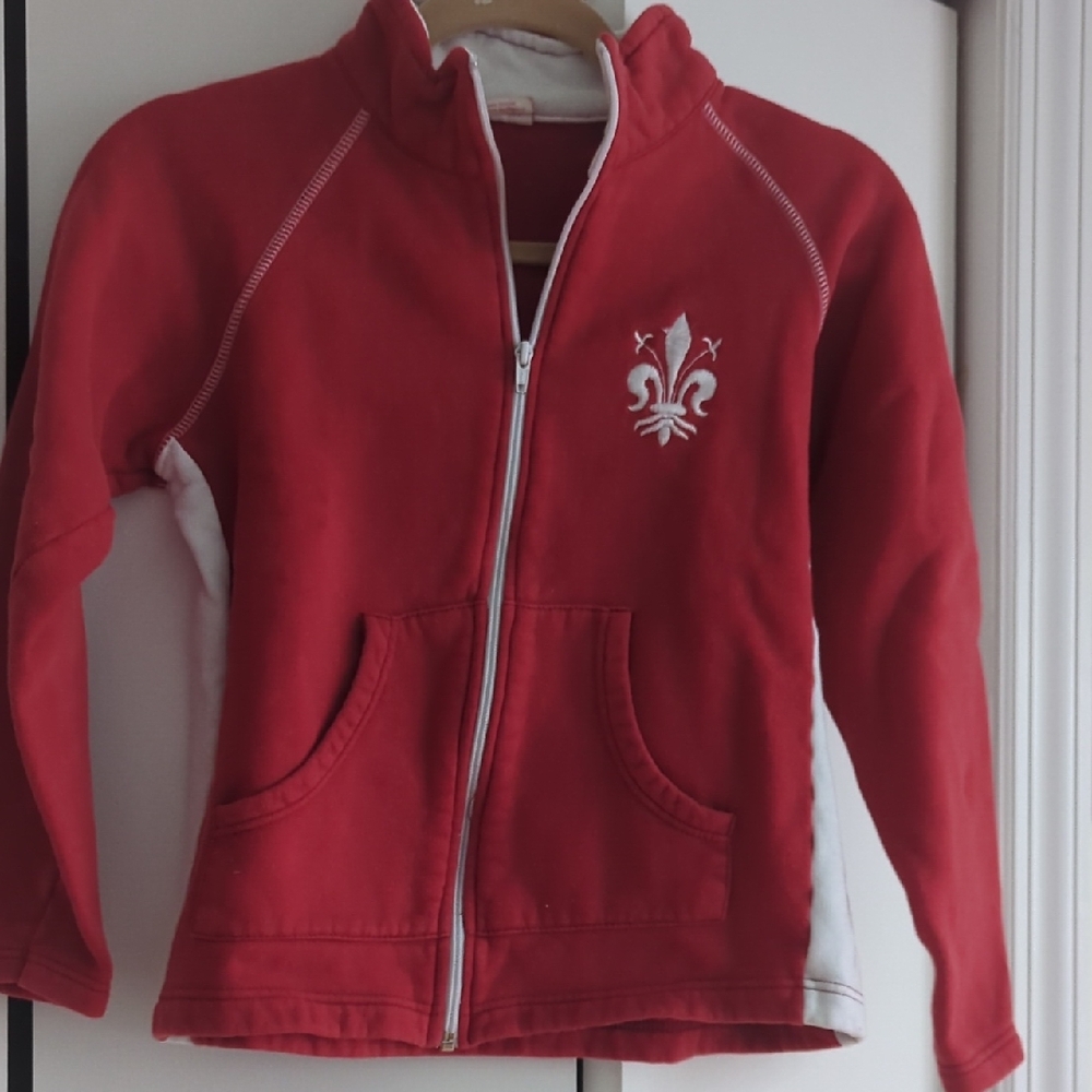 Kids Red Fleur-de-Lis Zip-Up Hoodie